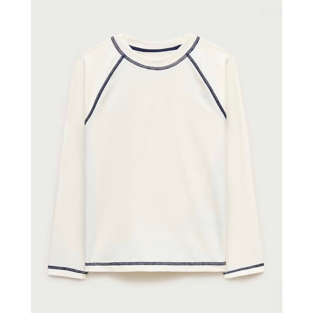NWT J.Crew Crewcuts Kids' Baseball Long Sleeve Rash Guard Ivory Size XL (12-13)